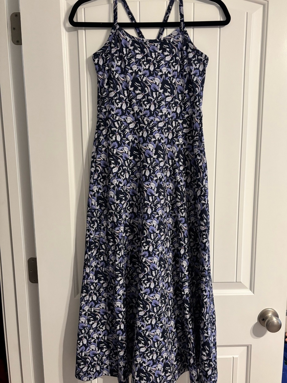 Pact Navy, Lavender and White Floral Midi Dress